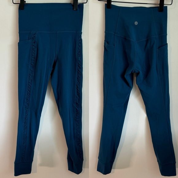 Athleta Salutation Stash II Ruch Craft Dark Teal 7/8 Leggings size XXS - Picture 7 of 7